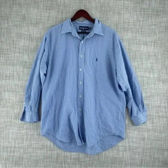 Ralph Lauren Shirt Button Down Long Sleeve Mens Size 16.5 blue 0007 - Picture 1 of 8
